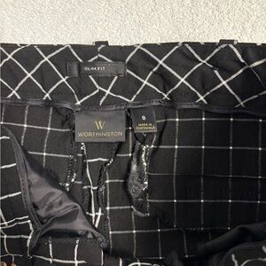 Worthington Black and White Checkered Trousers ankle cropped